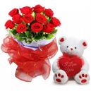 valentine's day flowers with bear in dhaka in bangladesh