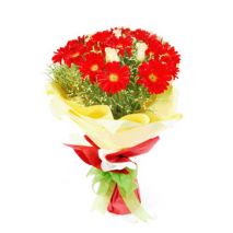 Send 18 Red Gerbera with Green leaves to Dhaka in Bangladesh