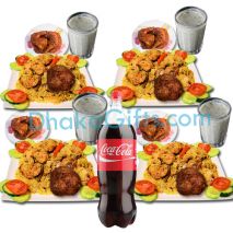 fakruddin kachchi biryani,hicken roast,zali kabab,borhani & coke send to dhaka