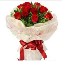 12 Red Roses Bouquet with Greenery
