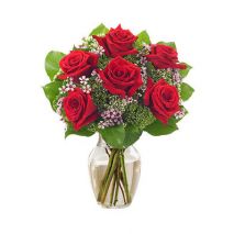 Send 6 Red Roses in Vase to Dhaka in Bangladesh