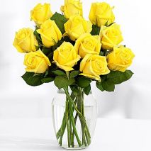 Send One Dozen Long Stemmed Yellow Roses in FREE vase to Dhaka in bangladesh