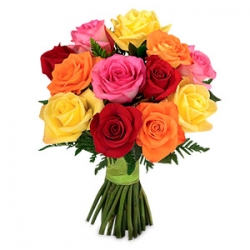 Send 12 Mixed Roses in Bouquet to Dhaka