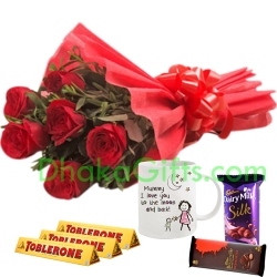 send chocolates,decorated mug with red roses to dhaka