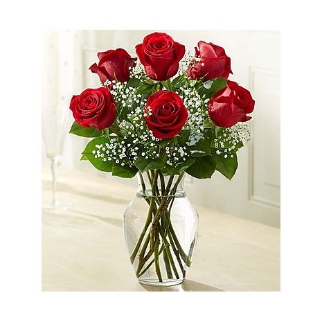 Send 6 Red Roses in FREE vase to Dhaka in Bangladesh