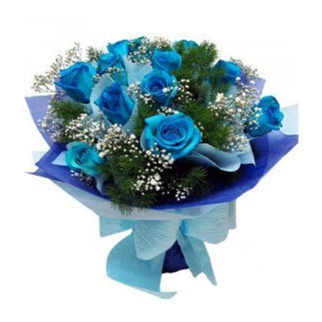 send 6cps blue roses in bouquet to Bangladesh