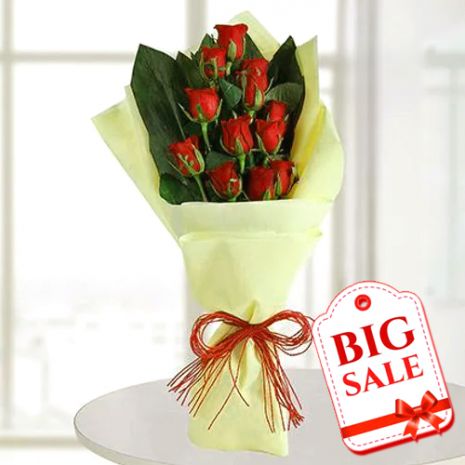 Send 9 Red Roses in Bouquet to Dhaka