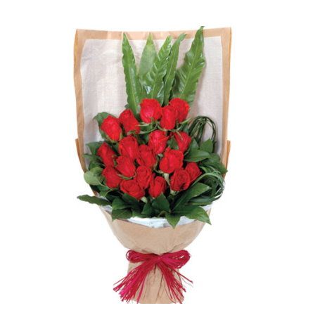 Send 18 Red Roses Bouquet with Greency  to Dhaka in Bangladesh