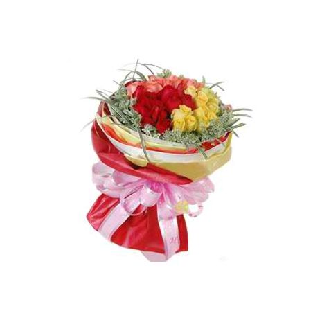Send 24 Mixed Color Roses Bouquet to Dhaka in Bangladesh