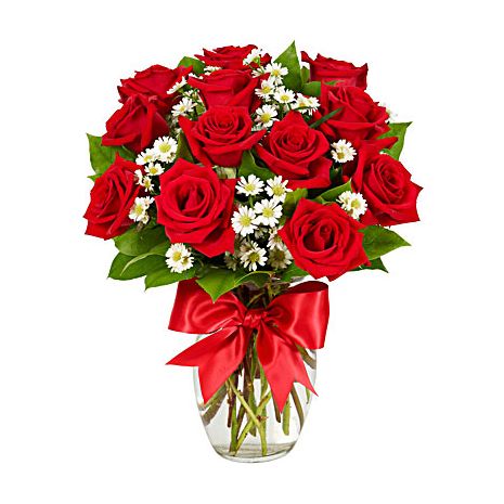 Luxury 12 Red Roses Vase