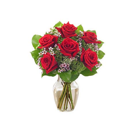 Send 6 Red Roses in Vase to Dhaka in Bangladesh