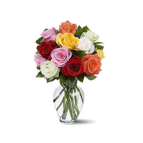 Send 12 Mixed Rainbow Roses to Dhaka in Bangladesh