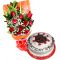 12 Red Roses with Black Forest Cake by Well Food