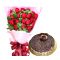 12 Red Roses with Chocolate Rice Cake by Mr. Baker