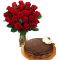 24 Red Roses with Chocolate Coated Cake by Tasty Treat