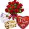 send 12 red roses in vase,balloon with chocolates to dhaka