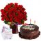 send special 3 dozen roses in vase with chocolate cake to dhaka, bangladesh